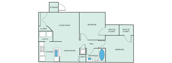 a floor plan of a living room with a kitchen and a bedroom
