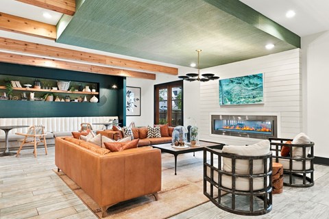 A living room with a brown sofa and a television.