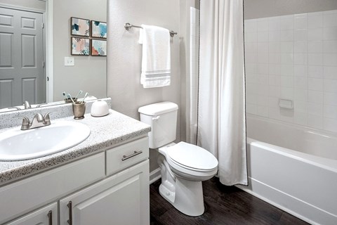 A white toilet sits next to a sink in a bathroom.