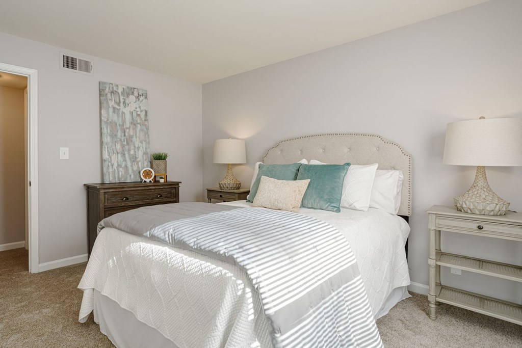 spacious bedroom with carpet