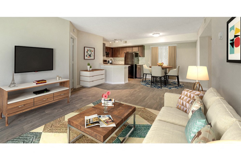 Open-concept floor plan at Midora at Woodmont in Tamarac, FL