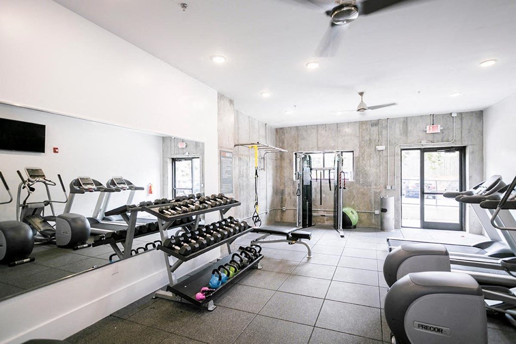 the gym in the home is pictured
