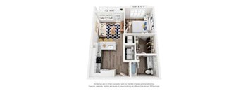 A small white room with a bed, a desk, and a cupboard.