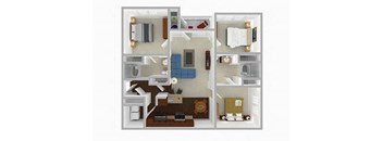 a floor plan with a bedroom and a living room