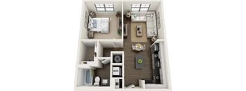 A dollhouse with a W/D sign on the wall.