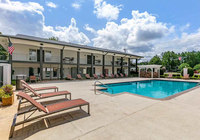 the swimming pool at our apartments