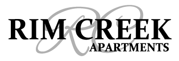 The image is a logo for Rim Creek Apartments.