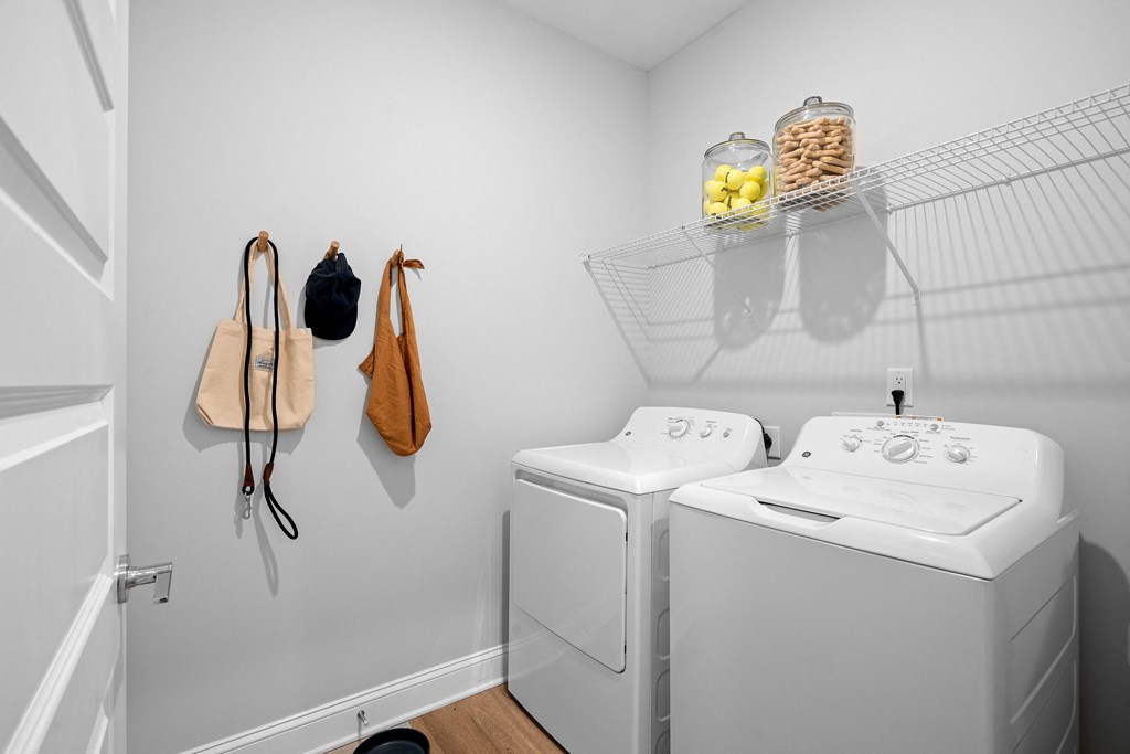 a washer and dryer in a laundry room