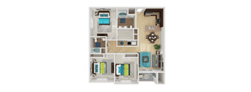 a floor plan of a house with a bedroom and a living room