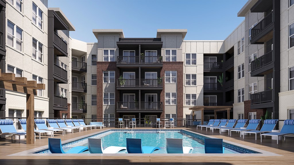 Pool courtyard at Elevate Apartments, Madison, 53718