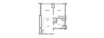 1 bed 1 bath floor plan G at Lakeview 3200 Apartments, Chicago, Illinois