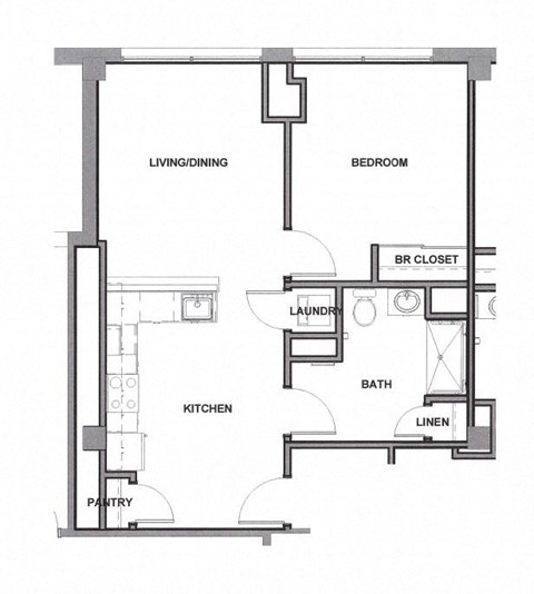 1 bed 1 bath 700 Sq. Ft. floor plan 1G at Lakeview 3200 Apartments, Chicago, Illinois