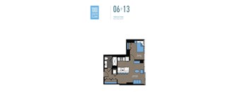 A floor plan for a 1 Bedroom 1 Bathroom apartment at 1000 South Clark Street.