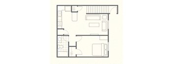 a bedroom floor plan of a house with a bedroom and a living room