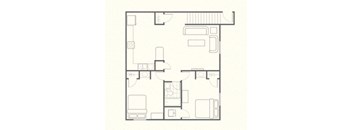 a floor plan of a small apartment with a bedroom and a living room