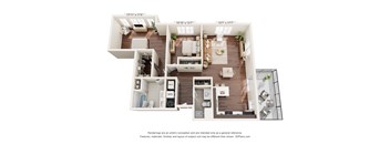 A 3D floor plan of a house with dimensions and a disclaimer.