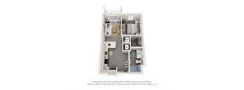 1B 1  Bed   1  Bath   583 Sq. Ft. floor plan at 42 Hundred On The Lake, St Francis, WI
