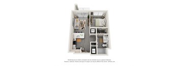 1C.2 1  Bed   1  Bath   611 Sq. Ft. floor plan  at 42 Hundred On The Lake, St Francis