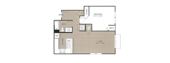 1 bed 1 bath 851 Sq. Ft. | A19 floor plan  at Apex 41, Illinois