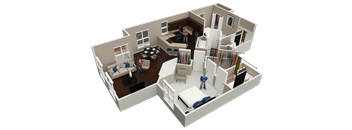 2 bed 2 bath 1,040 Sq. Ft. Ontariofloor plan  at Brookdale Lakes, Naperville, 60563