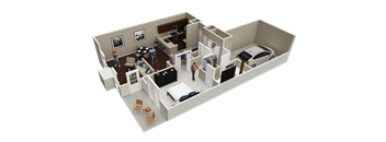 1 bed 1 bath 860 Sq. Ft. Randolph floor plan at Brookdale Lakes, Naperville, IL, 60563