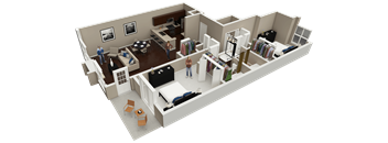 2 bed 2 bath 1,035 Sq. Ft. Erie floor plan at Brookdale Lakes, Naperville, Illinois