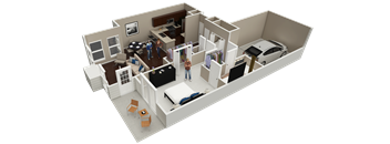 1 bed 1 bath 825 Sq. Ft. Huron floor plan at Brookdale Lakes, Illinois, 60563
