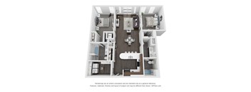 2 bed 2 bath 1,230 Sq. Ft. | 2 Bedroom C floor plan  at Central Station, Evanston