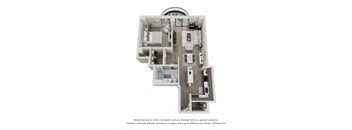 1  Bed   1  Bath   760 Sq. Ft. | 1 Bedroom 03 20 Floor Plan at Durham, Edina, MN, 55435
