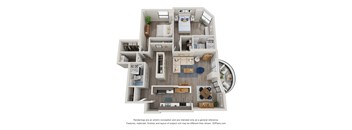 2  Bed   2  Bath   1,190 Sq. Ft | 2 Bedroom 02 21 Floor Plan at Durham, Edina, 55435