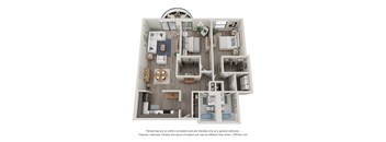 2  Bed   2  Bath   1,250 Sq. Ft. | 2 Bedroom 06 17 Floor Plan at Durham, Edina, MN