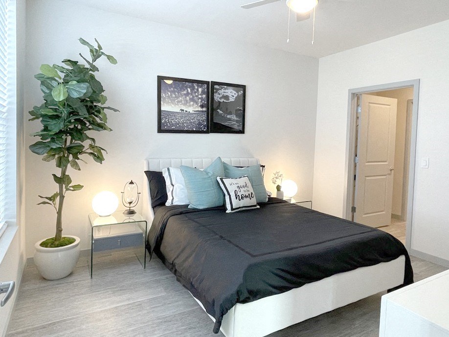 Bedroom with bed at Elevate Apartments, Madison, WI