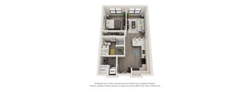 1 bed 1 bath floor plan P at Elevate Apartments, Madison, WI, 53718