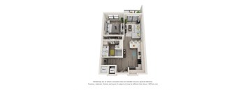 1 bed 1 bath floor plan Q at Elevate Apartments, Madison, WI