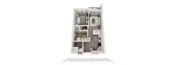1 bed 1 bath floor plan R at Elevate Apartments, Madison, 53718