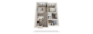 1 bed 1 bath floor plan S at Elevate Apartments, Madison, Wisconsin