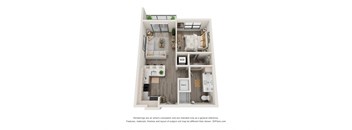1 bed 1 bath floor plan T at Elevate Apartments, Madison