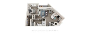 1 bed 1 bath floor plan L at Elevate Apartments, Madison, Wisconsin