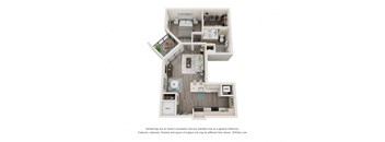 1 bed 1 bath floor plan O at Elevate Apartments, Wisconsin, 53718