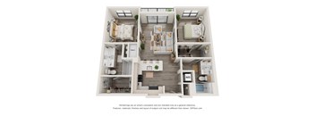 2 bed 2 bath floor plan G at Elevate Apartments, Madison, WI, 53718