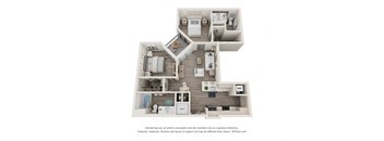2 bed 2 bath floor plan M at Elevate Apartments, Wisconsin, 53718