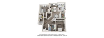 2 bed 2 bath floor plan O at Elevate Apartments, Madison, WI