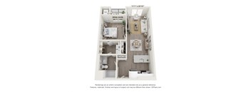 1 bed 1 bath A1 floor plan at Enclave Crystal Lake, Illinois, 60014