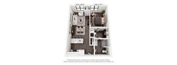 a 3 bedroom floor plan with a bedroom and a living room