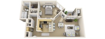 Manchester - Renovated 1  Bed   1  Bath   928 Sq. Ft. floor plan of a house with multiple rooms and furniture.