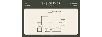 A floor plan for a 357 square foot studio on Lasalle street.