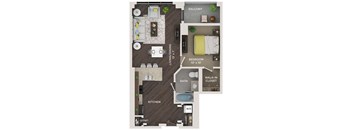 1 bed 1 bath 730 Sq. Ft. floor plan A1 at The Shelby, Illinois, 60616