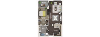 1 bed 1 bath 800 Sq. Ft. floor plan A2 at The Shelby, Chicago, IL, 60616