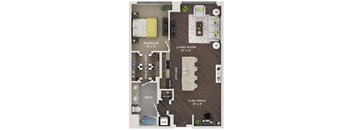 1 bed 1 bath 935 Sq. Ft. floor plan A3 at The Shelby, Chicago, IL