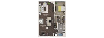 1 bed 1 bath 1,040 Sq. Ft. floor plan A4 at The Shelby, Chicago, Illinois